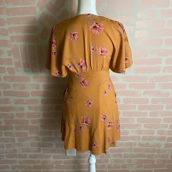 Free People Drapey Melanie Printed Mini Dress Mustard Floral 0 - Picture 6 of 10